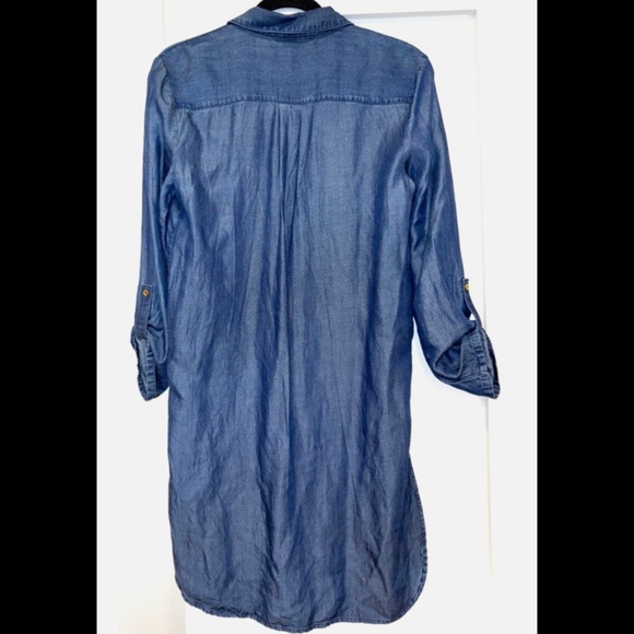 Ellen Tracy Chambray Button Down Dress with Side Slits Size Small - Picture 2 of 10